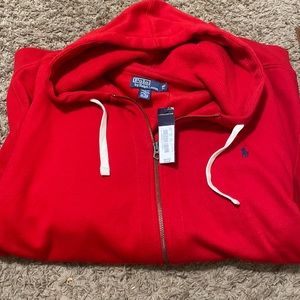 Red polo zip up hoodie